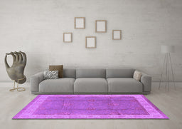 Machine Washable Oriental Purple Traditional Area Rugs in a Living Room, wshurb510pur