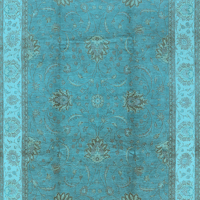 Machine Washable Oriental Light Blue Traditional Rug, wshurb510lblu
