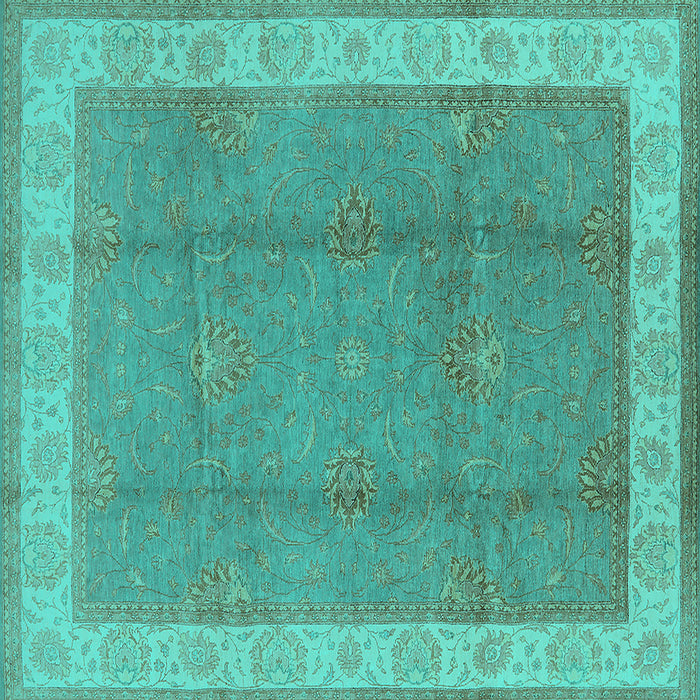Square Oriental Turquoise Traditional Rug, urb510turq
