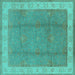 Square Oriental Turquoise Traditional Rug, urb510turq