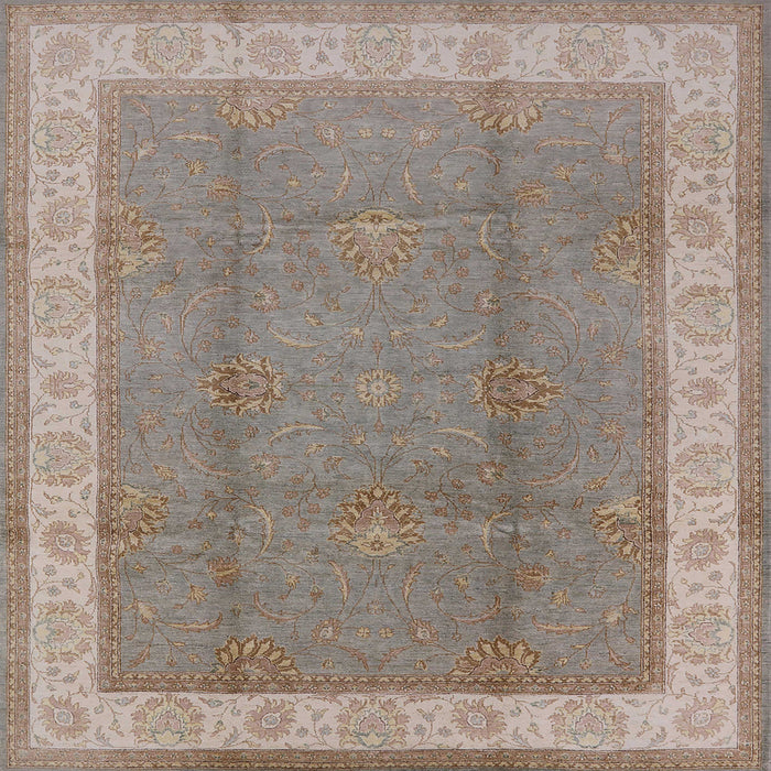 Square Mid-Century Modern Dark Almond Brown Oriental Rug, urb510