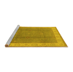 Sideview of Machine Washable Oriental Yellow Traditional Rug, wshurb510yw