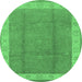 Round Oriental Emerald Green Traditional Rug, urb510emgrn