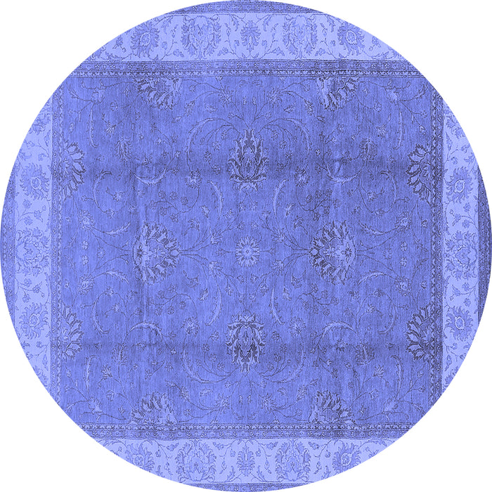 Round Oriental Blue Traditional Rug, urb510blu