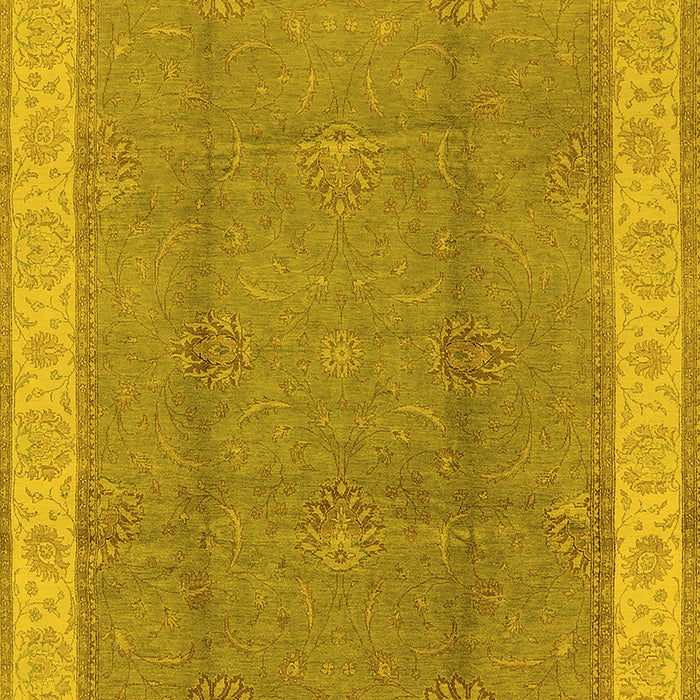 Machine Washable Oriental Yellow Traditional Rug, wshurb510yw