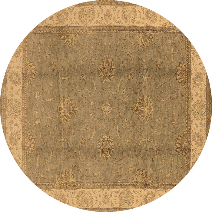Round Oriental Brown Traditional Rug, urb510brn