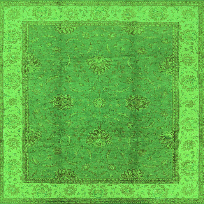 Square Machine Washable Oriental Green Traditional Area Rugs, wshurb510grn