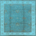 Square Machine Washable Oriental Light Blue Traditional Rug, wshurb510lblu