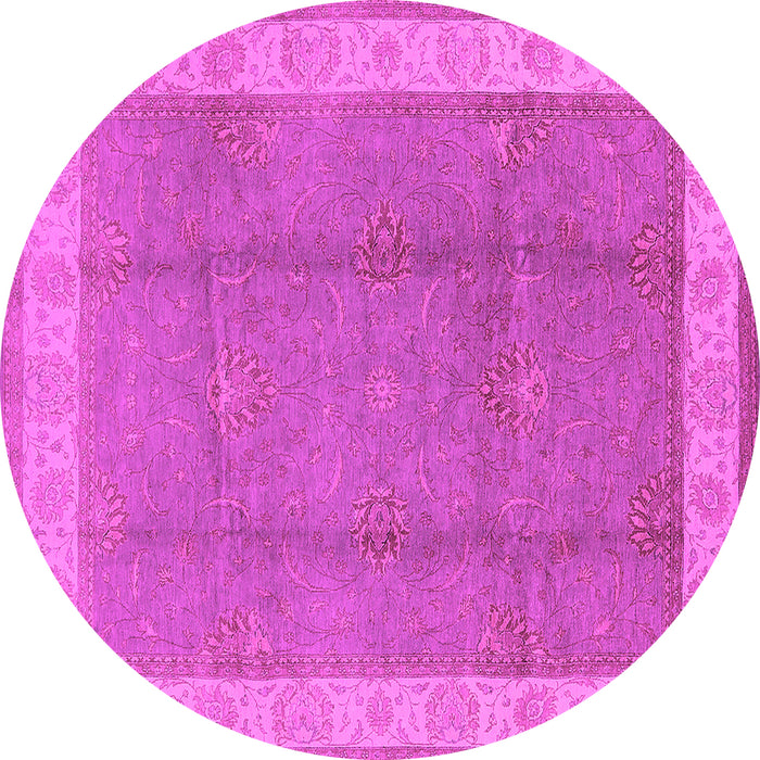 Round Machine Washable Oriental Pink Traditional Rug, wshurb510pnk