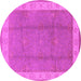 Round Machine Washable Oriental Pink Traditional Rug, wshurb510pnk