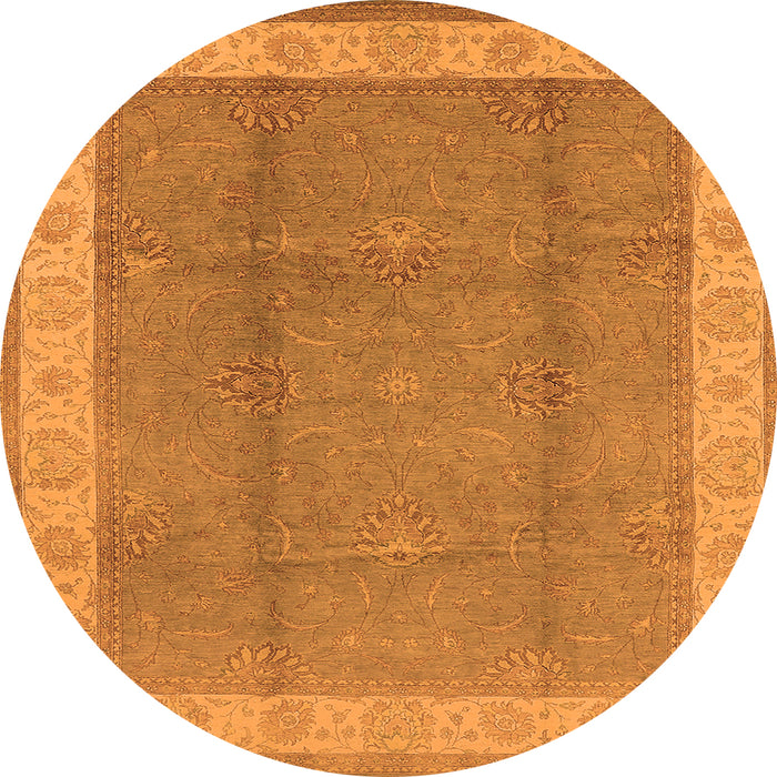 Round Oriental Orange Traditional Rug, urb510org
