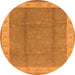Round Oriental Orange Traditional Rug, urb510org