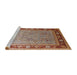 Sideview of Machine Washable Industrial Modern Mahogany Brown Rug, wshurb511