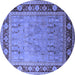 Round Machine Washable Oriental Blue Industrial Rug, wshurb511blu