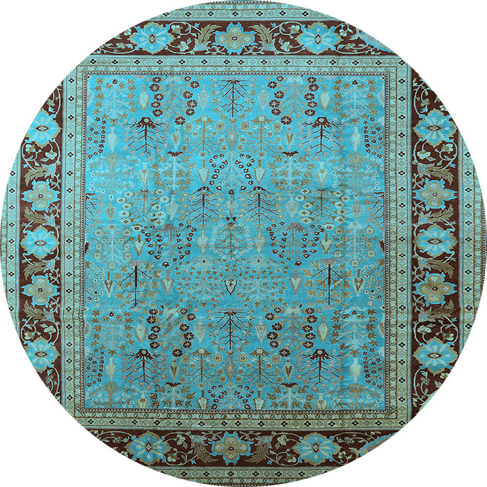 Round Oriental Light Blue Industrial Rug, urb511lblu