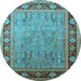 Round Oriental Light Blue Industrial Rug, urb511lblu