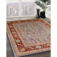 Mid-Century Modern Mahogany Brown Oriental Rug, urb511