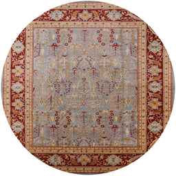 Round Mid-Century Modern Mahogany Brown Oriental Rug, urb511
