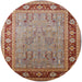 Round Mid-Century Modern Mahogany Brown Oriental Rug, urb511