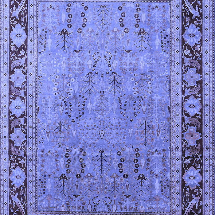 Machine Washable Oriental Blue Industrial Rug, wshurb511blu