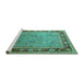 Sideview of Machine Washable Oriental Turquoise Industrial Area Rugs, wshurb511turq