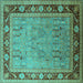 Square Oriental Turquoise Industrial Rug, urb511turq