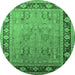 Round Oriental Emerald Green Industrial Rug, urb511emgrn