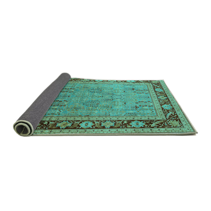 Sideview of Oriental Turquoise Industrial Rug, urb511turq