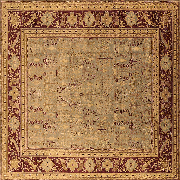 Square Machine Washable Oriental Brown Industrial Rug, wshurb511brn