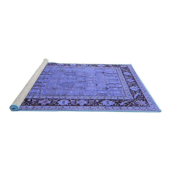 Sideview of Machine Washable Oriental Blue Industrial Rug, wshurb511blu