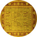 Round Oriental Yellow Industrial Rug, urb511yw