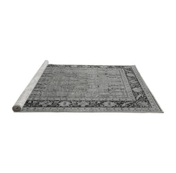 Sideview of Machine Washable Oriental Gray Industrial Rug, wshurb511gry