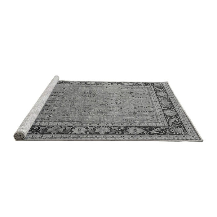 Sideview of Machine Washable Oriental Gray Industrial Rug, wshurb511gry