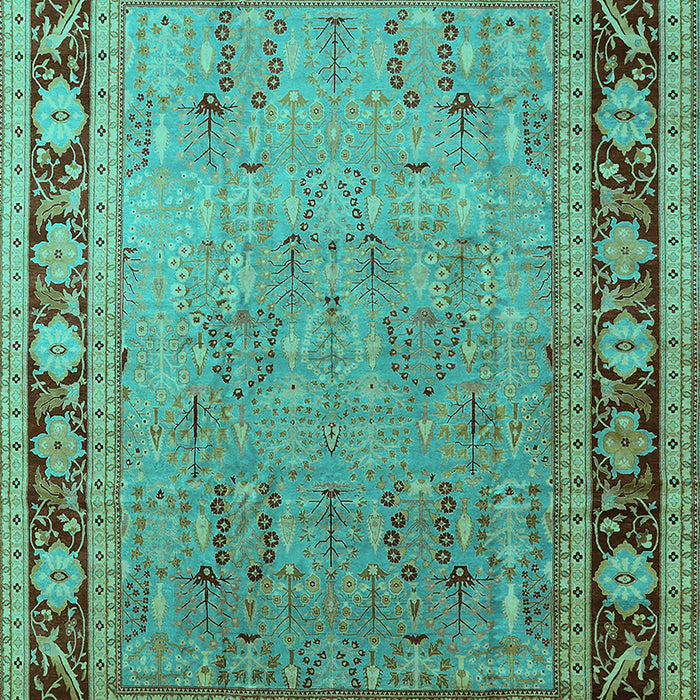 Machine Washable Oriental Turquoise Industrial Area Rugs, wshurb511turq