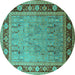 Round Oriental Turquoise Industrial Rug, urb511turq