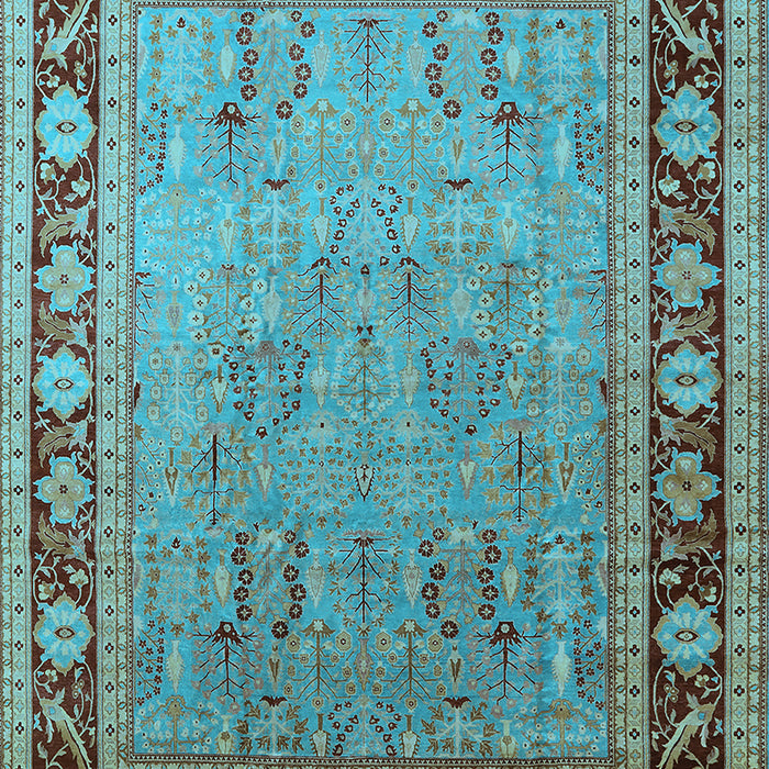 Machine Washable Oriental Light Blue Industrial Rug, wshurb511lblu