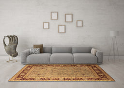 Machine Washable Oriental Brown Industrial Rug in a Living Room,, wshurb511brn