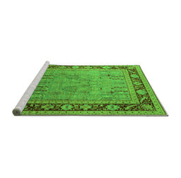 Sideview of Machine Washable Oriental Green Industrial Area Rugs, wshurb511grn