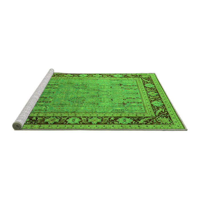 Sideview of Machine Washable Oriental Green Industrial Area Rugs, wshurb511grn