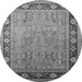 Round Machine Washable Oriental Gray Industrial Rug, wshurb511gry