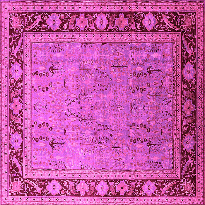 Square Machine Washable Oriental Pink Industrial Rug, wshurb511pnk