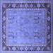 Square Machine Washable Oriental Blue Industrial Rug, wshurb511blu