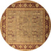 Round Oriental Brown Industrial Rug, urb511brn