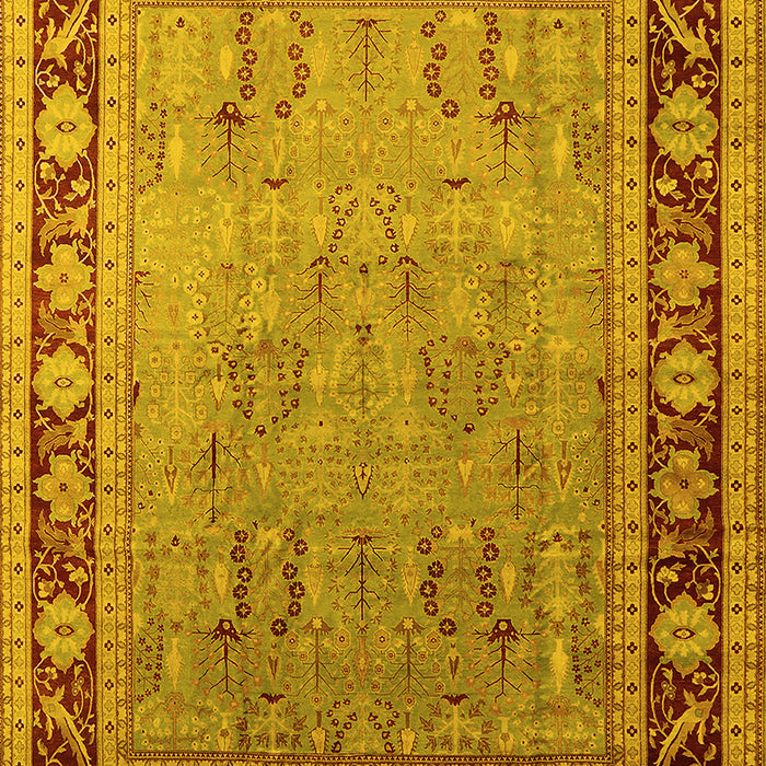 Machine Washable Oriental Yellow Industrial Rug, wshurb511yw