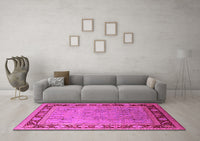 Machine Washable Oriental Pink Industrial Rug, wshurb511pnk