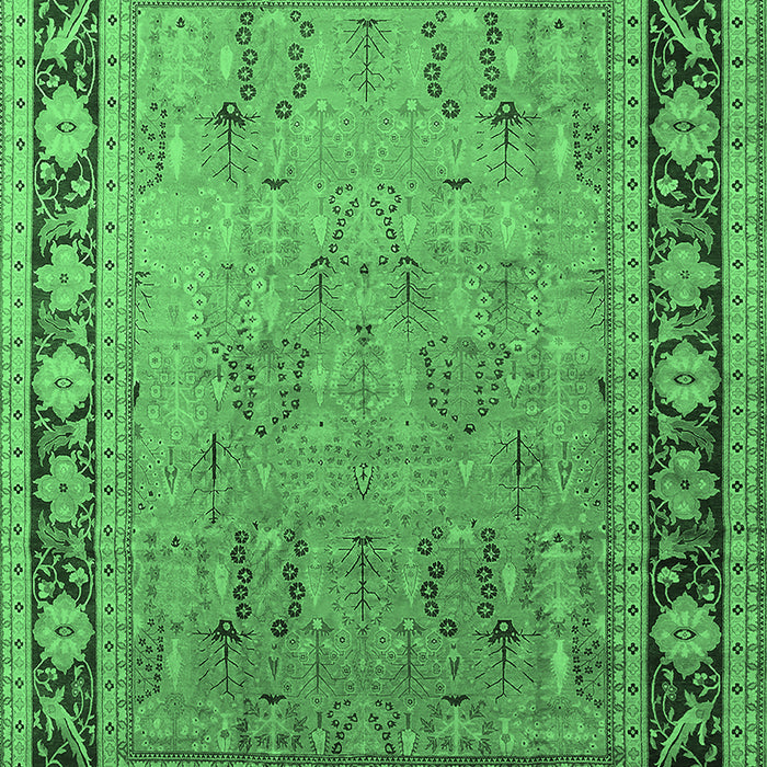 Machine Washable Oriental Emerald Green Industrial Area Rugs, wshurb511emgrn