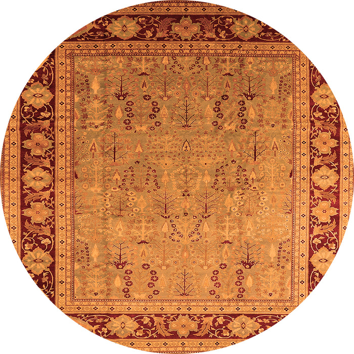 Round Oriental Orange Industrial Rug, urb511org