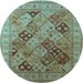 Round Oriental Light Blue Industrial Rug, urb512lblu