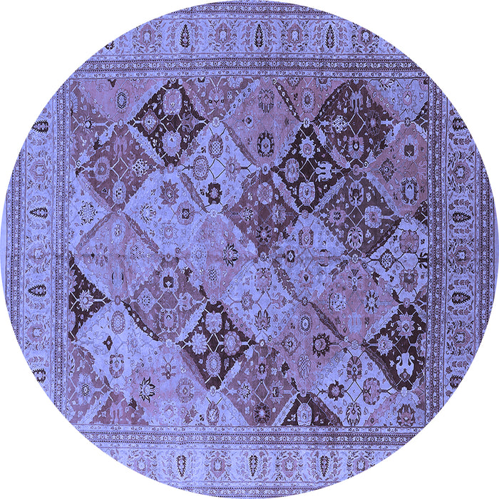 Round Oriental Blue Industrial Rug, urb512blu