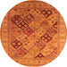 Round Machine Washable Oriental Orange Industrial Area Rugs, wshurb512org